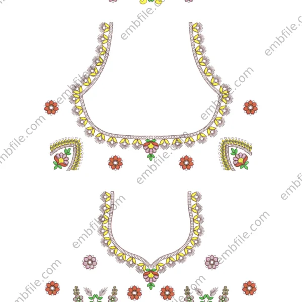 33723 Multi & Codding Blouse Embroidery Design