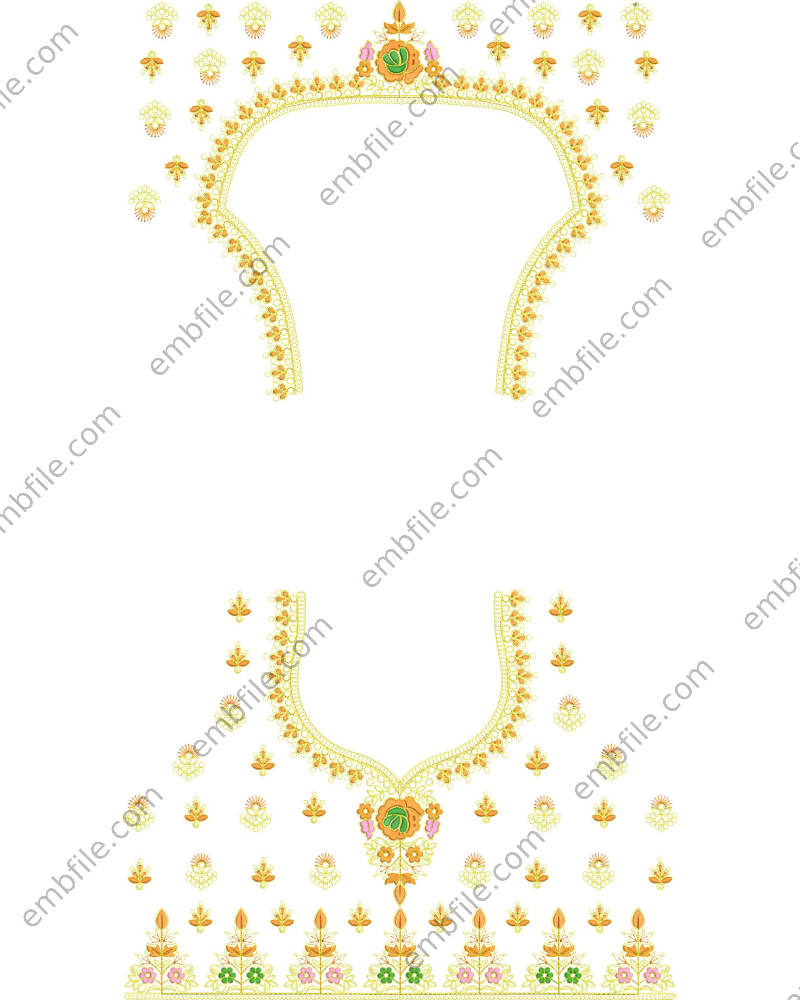 33744 33744 Multi & Codding Blouse Embroidery Design - Image 1