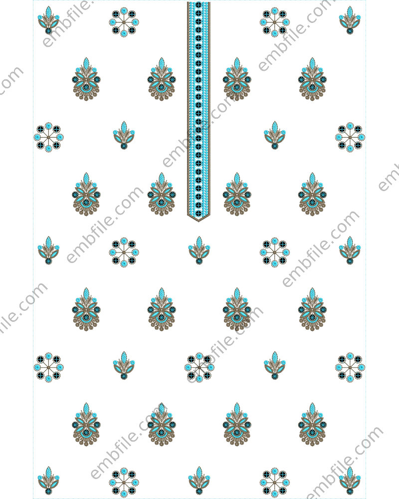 37469 37469 9MM Sequence & Multi Mens Kurta Embroidery Design - Image 1