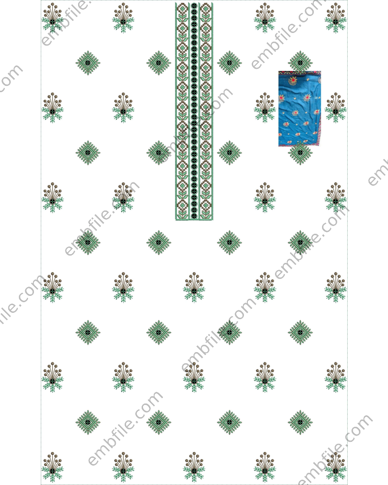 37478 37478 9MM Sequence & Multi Mens Kurta Embroidery Design - Image 1