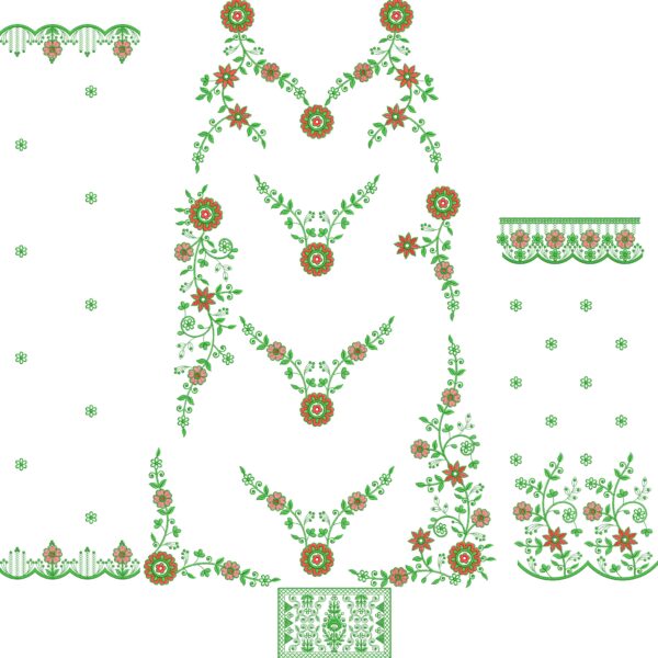 45221 Multi Palazo Suit Set Embroidery Design