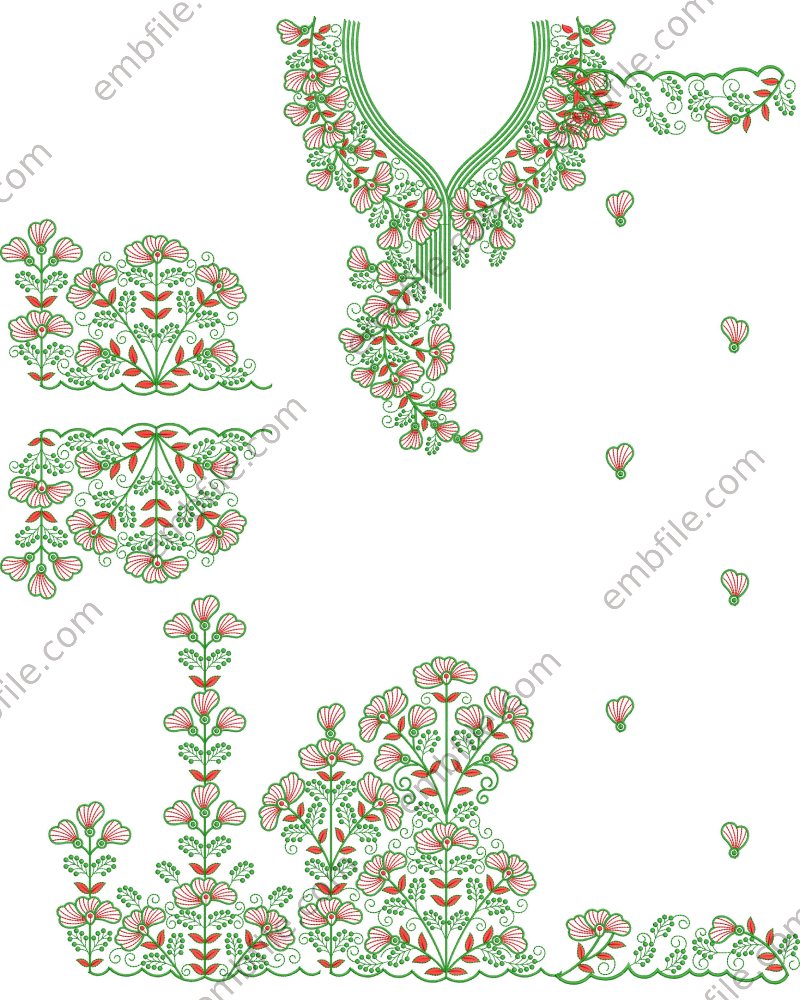 45296 45296 Multi Punjabi Suit Set Embroidery Design - Image 1