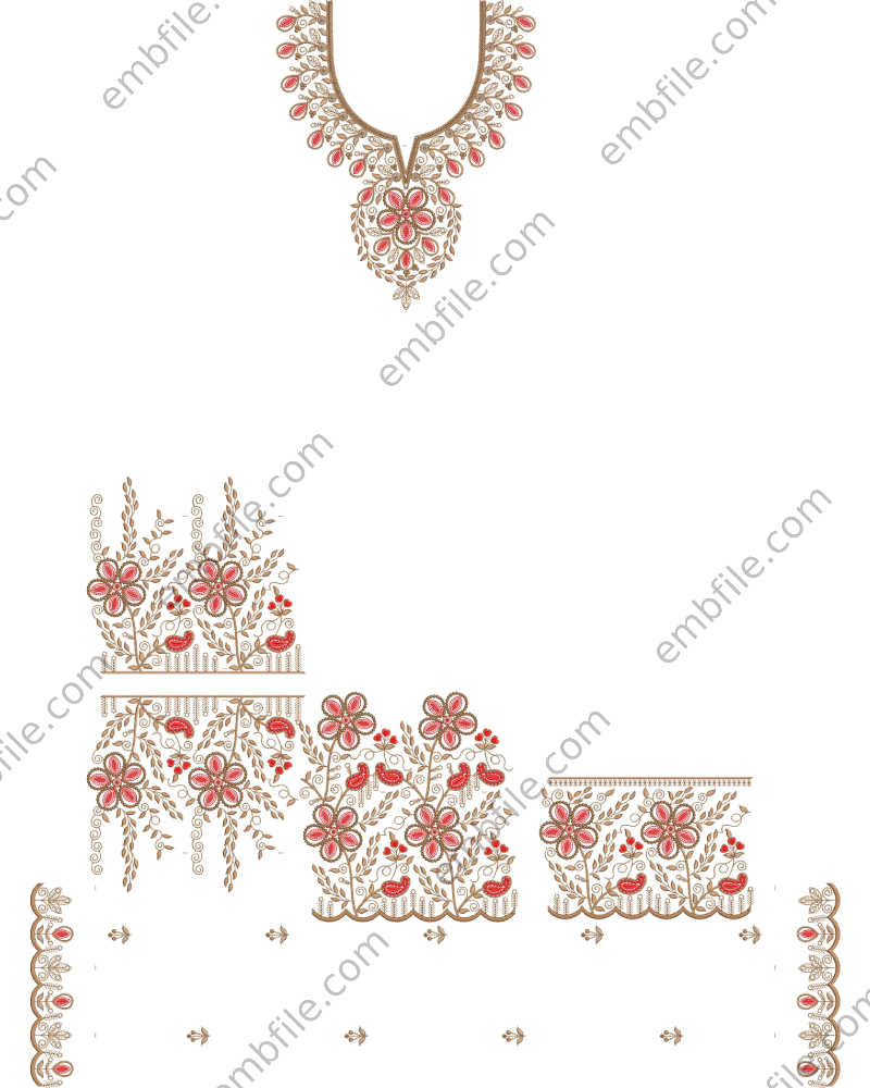 45298 45298 Multi Punjabi Suit Set Embroidery Design - Image 1