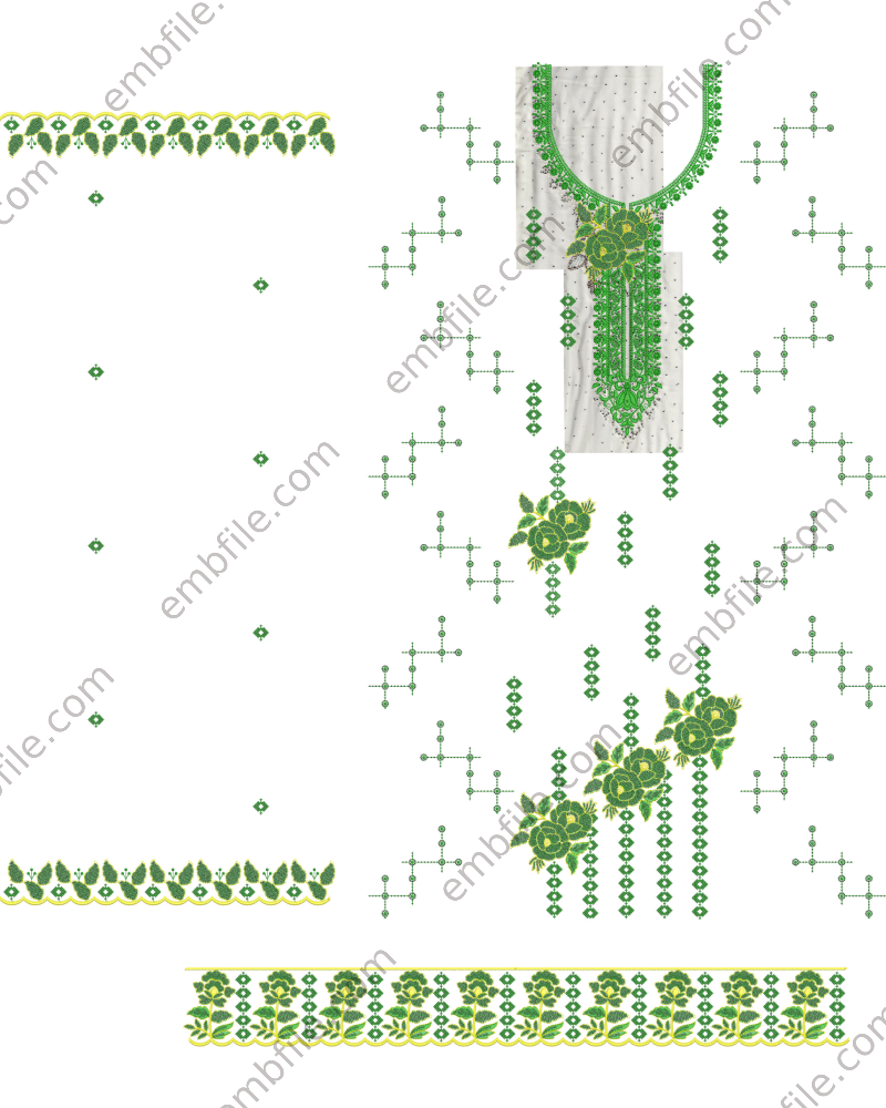 46052 46052 Sequence & Multi Panjabi Suit Set Embroidery Design - Image 1
