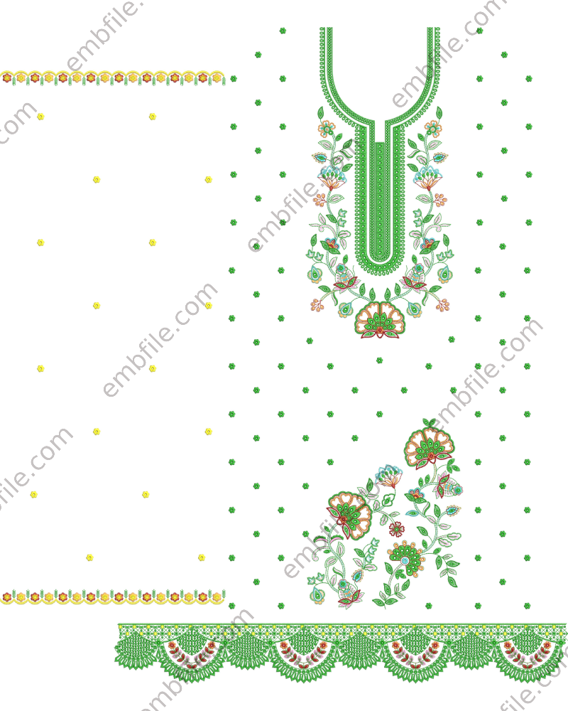 46055 46055 Multi Punjabi Suit Set Embroidery Design - Image 1