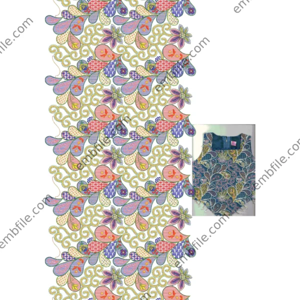 47053 3MM Sequince & Multi & Codding Allover Garment Embroidary Design