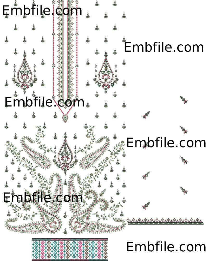 49767 49767 Multi Pakistani Suit Embroidery Design - Image 1