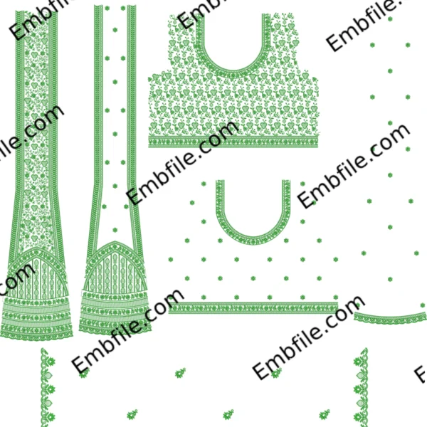 52001 Multi Palazo Suit Set Embroidery Design