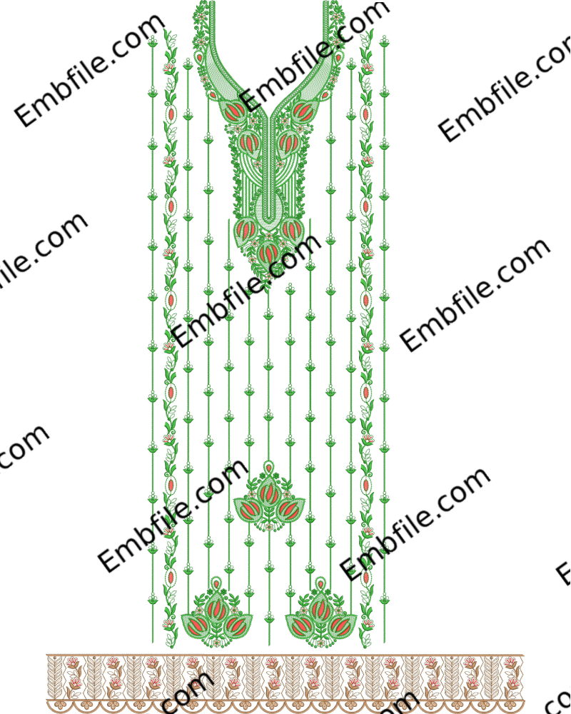 52305 52305 Multi Punjabi Panel Suit Embroidery Design - Image 1