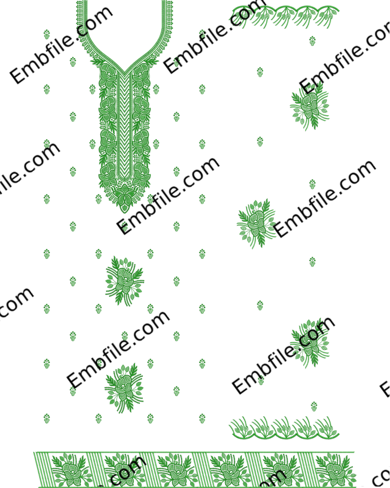 52431 52431 Multi Punjabi Suit Set Embroidery Design - Image 1