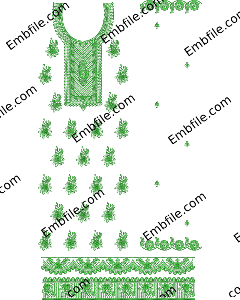 52436 52436 Multi Punjabi Suit Set Embroidery Design - Image 1