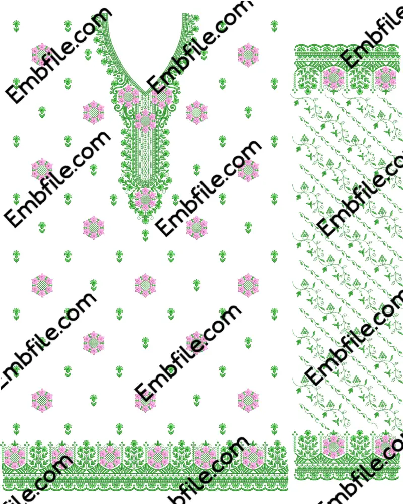 53143 53143 Multi Punjabi Suit Set Embroidery Design - Image 1